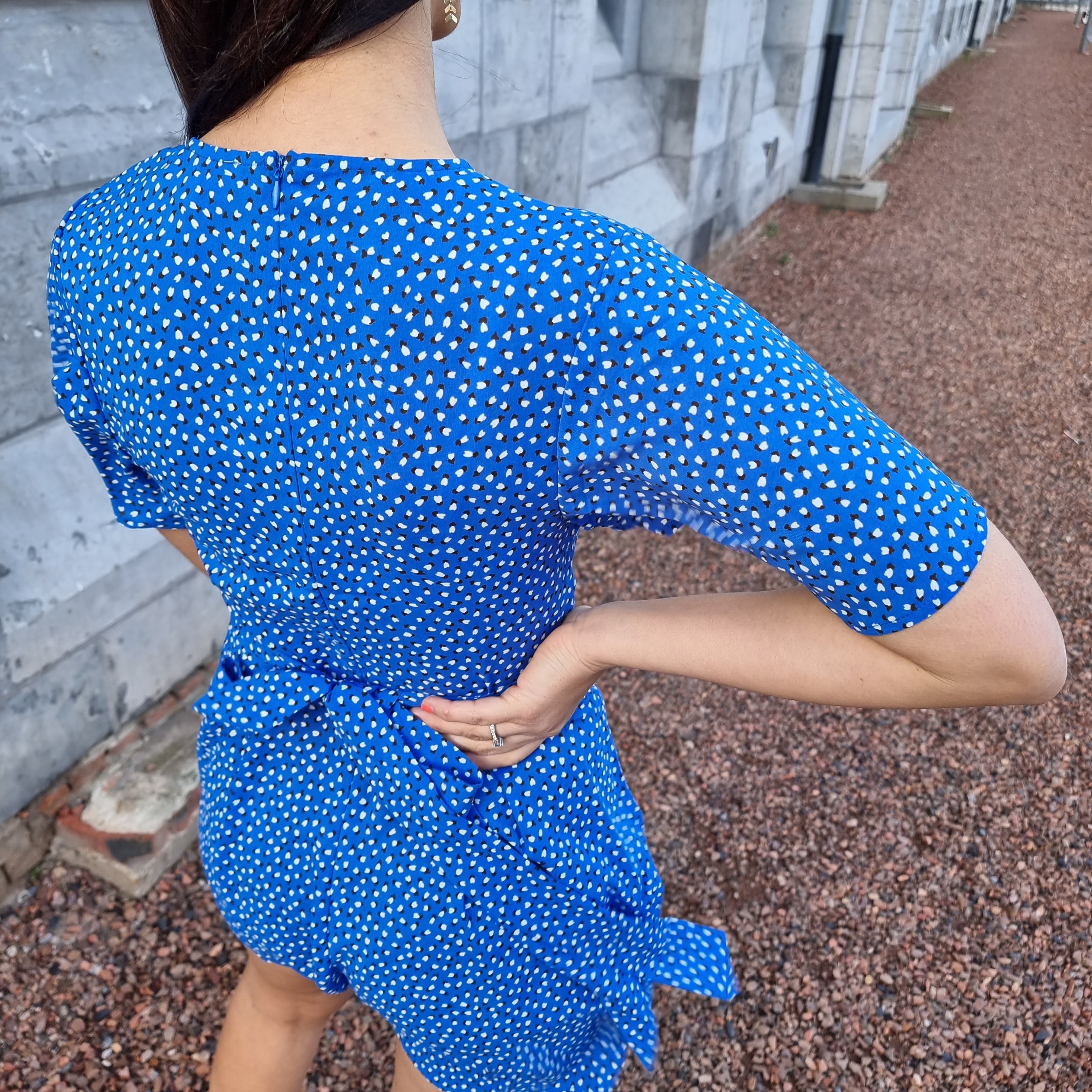 Blue dotted playsuit
