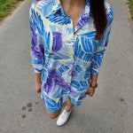Afbeelding in Gallery-weergave laden, Camille blue leaves printed shirt dress
