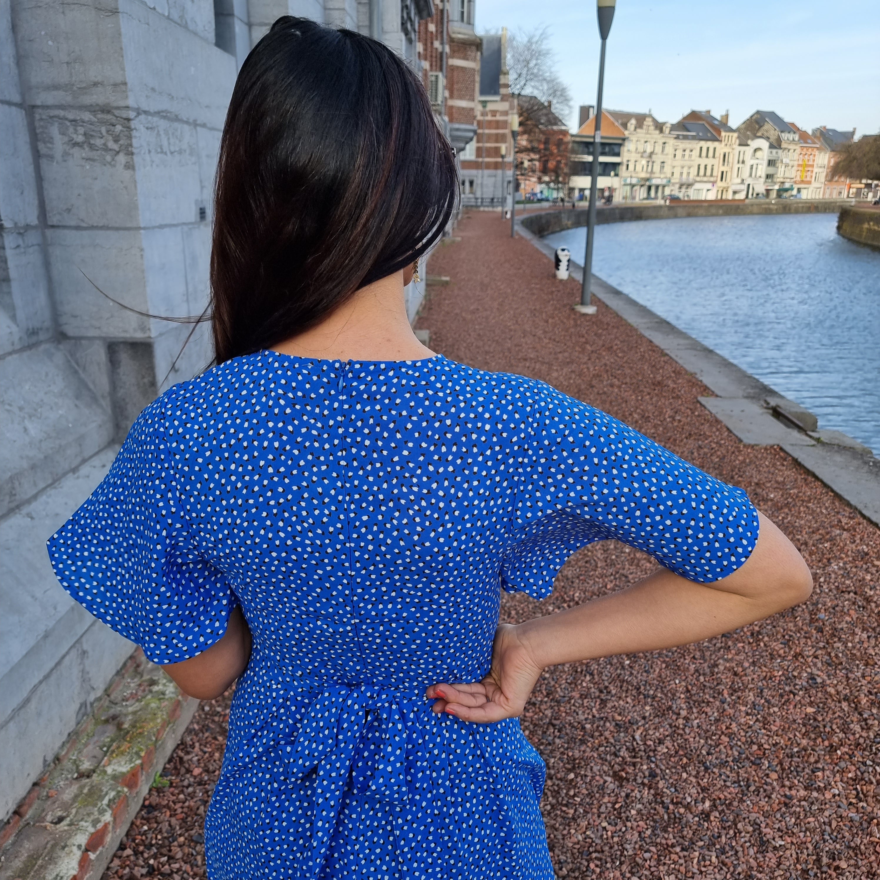 Blue dotted playsuit